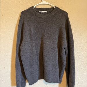 Zara Gray Crewneck Sweater Classic Knit